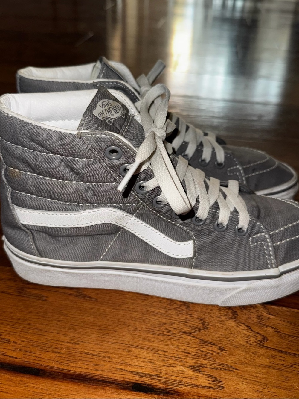 Vans High-Top Sneakers in Gray and White